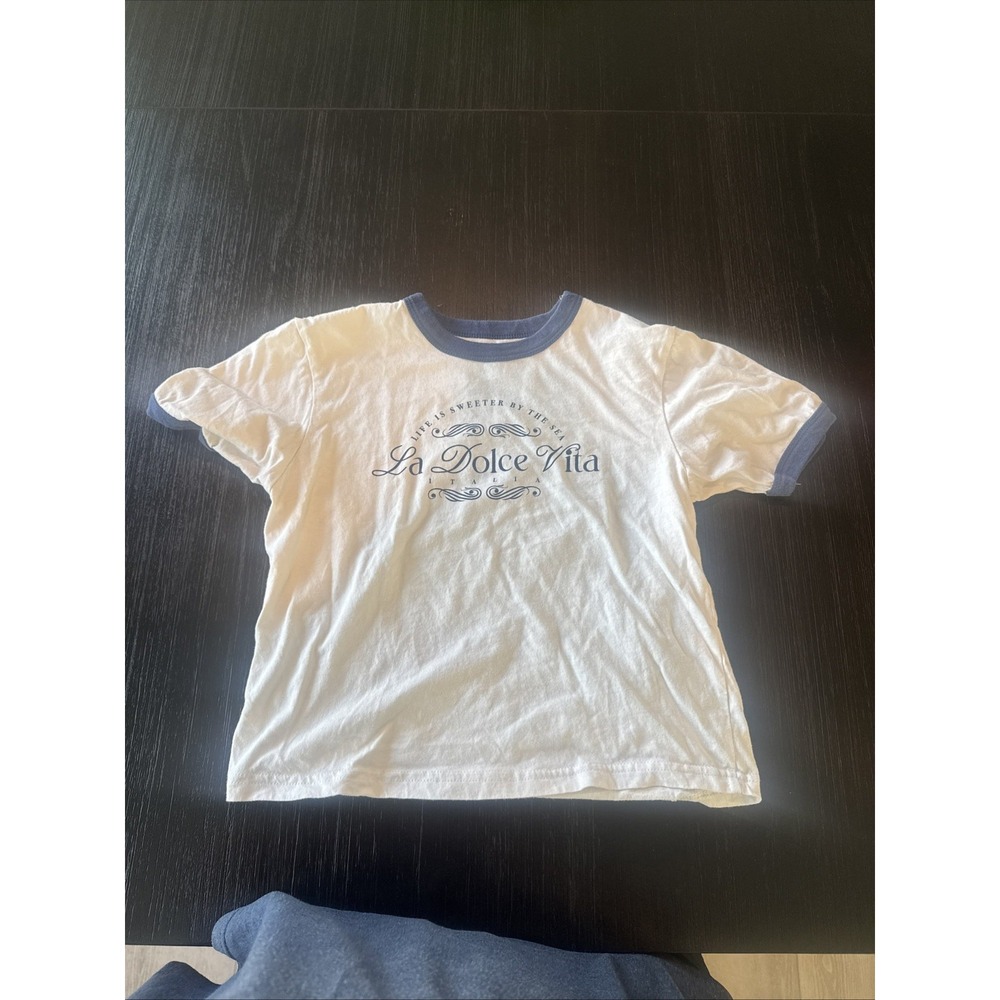 Mighty Fine La Dolce Vita Ringer T-Shirt "Life is Sweet by the Sea" size XXS - Picture 4 of 10